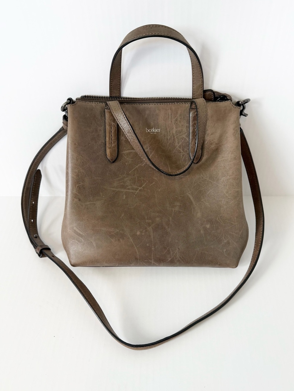 Botkier Brown Leather Highline Crossbody Satchel Bag with Top Handles